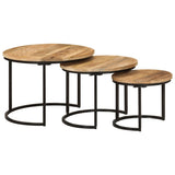 Nesting Tables 3 pcs Solid Rough Wood Mango - Extra Image