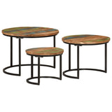 Nesting Tables 3 pcs Solid Wood Reclaimed - Front View
