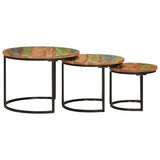 Nesting Tables 3 pcs Solid Wood Reclaimed - Side View