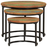 Nesting Tables 3 pcs Solid Wood Reclaimed - Top-Down View
