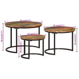 Nesting Tables 3 pcs Solid Wood Reclaimed - Close-Up Angle