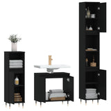 3 Piece Bathroom Cabinet Set Black Engineered Wood - Top-Down View