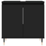 3 Piece Bathroom Cabinet Set Black Engineered Wood