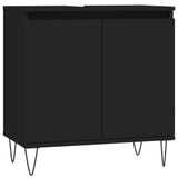 3 Piece Bathroom Cabinet Set Black Engineered Wood - 45-Degree Angle