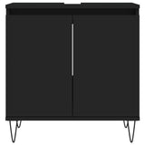 3 Piece Bathroom Cabinet Set Black Engineered Wood
