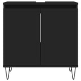 3 Piece Bathroom Cabinet Set Black Engineered Wood - Rear View