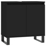 3 Piece Bathroom Cabinet Set Black Engineered Wood - 45-Degree Angle