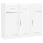 Sideboard White 91x28x75 cm Engineered Wood
