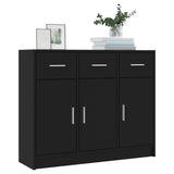 Sideboard Black 91x28x75 cm Engineered Wood - Side View