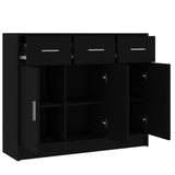 Sideboard Black 91x28x75 cm Engineered Wood - Rear View
