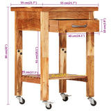 Kitchen Trolley 55x55x89 cm Solid Wood Acacia - Low Angle