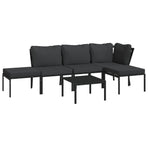 6 Piece Garden Lounge Set with Grey Cushions Steel