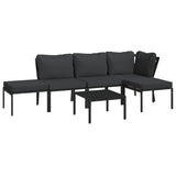 6 Piece Garden Lounge Set with Grey Cushions Steel - Side View