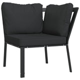 6 Piece Garden Lounge Set with Grey Cushions Steel - Rear View