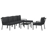 7 Piece Garden Lounge Set with Grey Cushions Steel - Side View