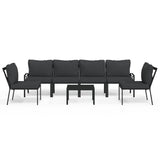 7 Piece Garden Lounge Set with Grey Cushions Steel - Front View