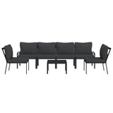 7 Piece Garden Lounge Set with Grey Cushions Steel