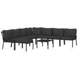 9 Piece Garden Lounge Set with Grey Cushions Steel - Side View