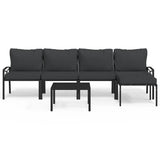 6 Piece Garden Lounge Set with Grey Cushions Steel