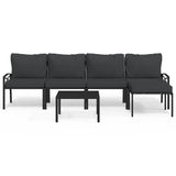 6 Piece Garden Lounge Set with Grey Cushions Steel - Front View