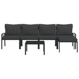 6 Piece Garden Lounge Set with Grey Cushions Steel - Side View