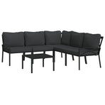 6 Piece Garden Lounge Set with Grey Cushions Steel