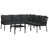 6 Piece Garden Lounge Set with Grey Cushions Steel - Side View