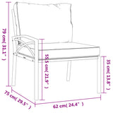 6 Piece Garden Lounge Set with Grey Cushions Steel