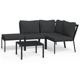 5 Piece Garden Lounge Set with Grey Cushions Steel - Front View
