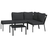 5 Piece Garden Lounge Set with Grey Cushions Steel - Side View