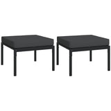 5 Piece Garden Lounge Set with Grey Cushions Steel - Close-Up Angle