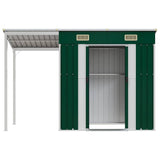 Garden Shed with Extended Roof Green 277x107x181 cm Steel
