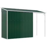 Garden Shed with Extended Roof Green 277x107x181 cm Steel