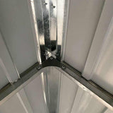 Garden Shed with Extended Roof Light Grey 277x107x181 cm Steel - Close-Up Angle