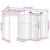 Garden Shed with Extended Roof Light Grey 277x107x181 cm Steel