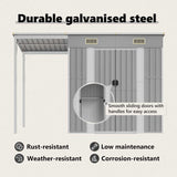 Garden Shed with Extended Roof Light Grey 277x107x181 cm Steel