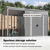 Garden Shed with Extended Roof Light Grey 277x107x181 cm Steel - Extra Image