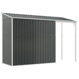 Garden Shed with Extended Roof Anthracite 277x107x181 cm Steel - Rear View