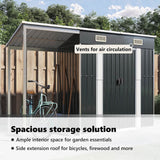 Garden Shed with Extended Roof Anthracite 277x107x181 cm Steel