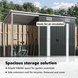 Garden Shed with Extended Roof Anthracite 277x107x181 cm Steel - Extra Image