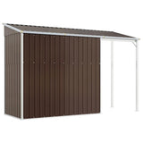 Garden Shed with Extended Roof Brown 277x107x181 cm Steel - Rear View