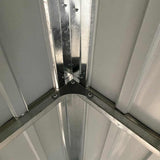 Garden Shed with Extended Roof Brown 277x107x181 cm Steel - Close-Up Angle