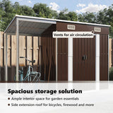 Garden Shed with Extended Roof Brown 277x107x181 cm Steel - Extra Image