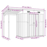Garden Shed with Extended Roof Light Brown 277x107x181 cm Steel