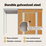 Garden Shed with Extended Roof Light Brown 277x107x181 cm Steel - Extra Image