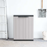 Outdoor Storage Cabinet Grey and Black 65x37x85 cm PP - Side View