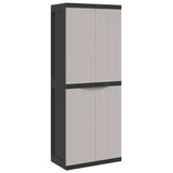 Outdoor Storage Cabinet Grey and Black 65x37x165 cm PP - Front View