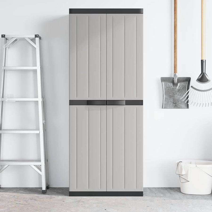 Outdoor Storage Cabinet Grey and Black 65x37x165 cm PP