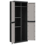 Outdoor Storage Cabinet Grey and Black 65x37x165 cm PP - Rear View