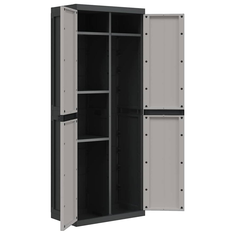Outdoor Storage Cabinet Grey and Black 65x37x165 cm PP